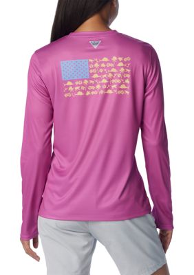 Columbia Women's Pfg Tidal Pfg Fish Flag Long Sleeve Tee