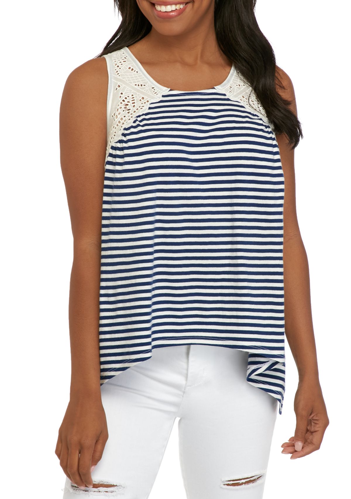 Juniors Yarn Dyed Tank Top