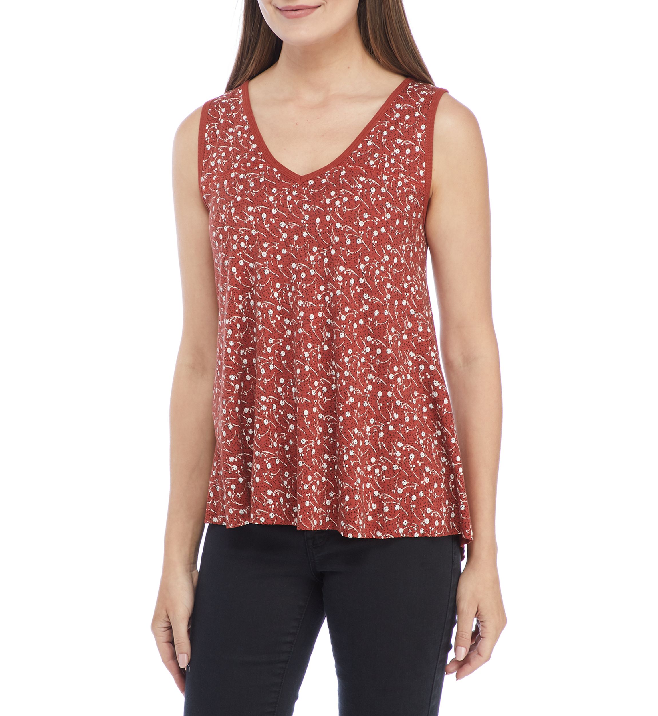 High Low Floral Waffle Tank 