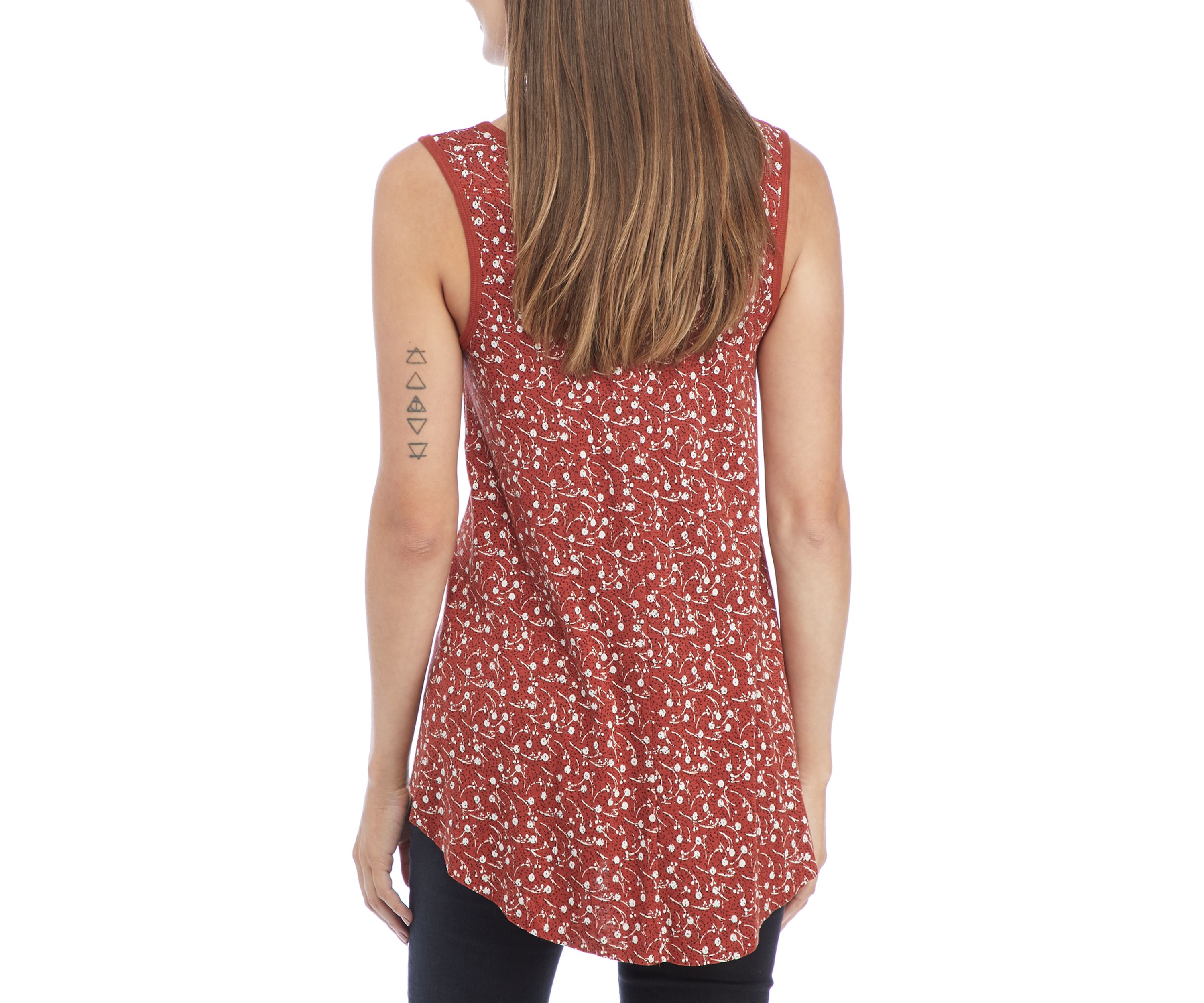 High Low Floral Waffle Tank 
