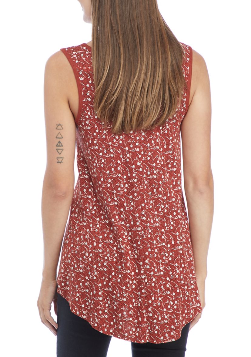 High Low Floral Waffle Tank 