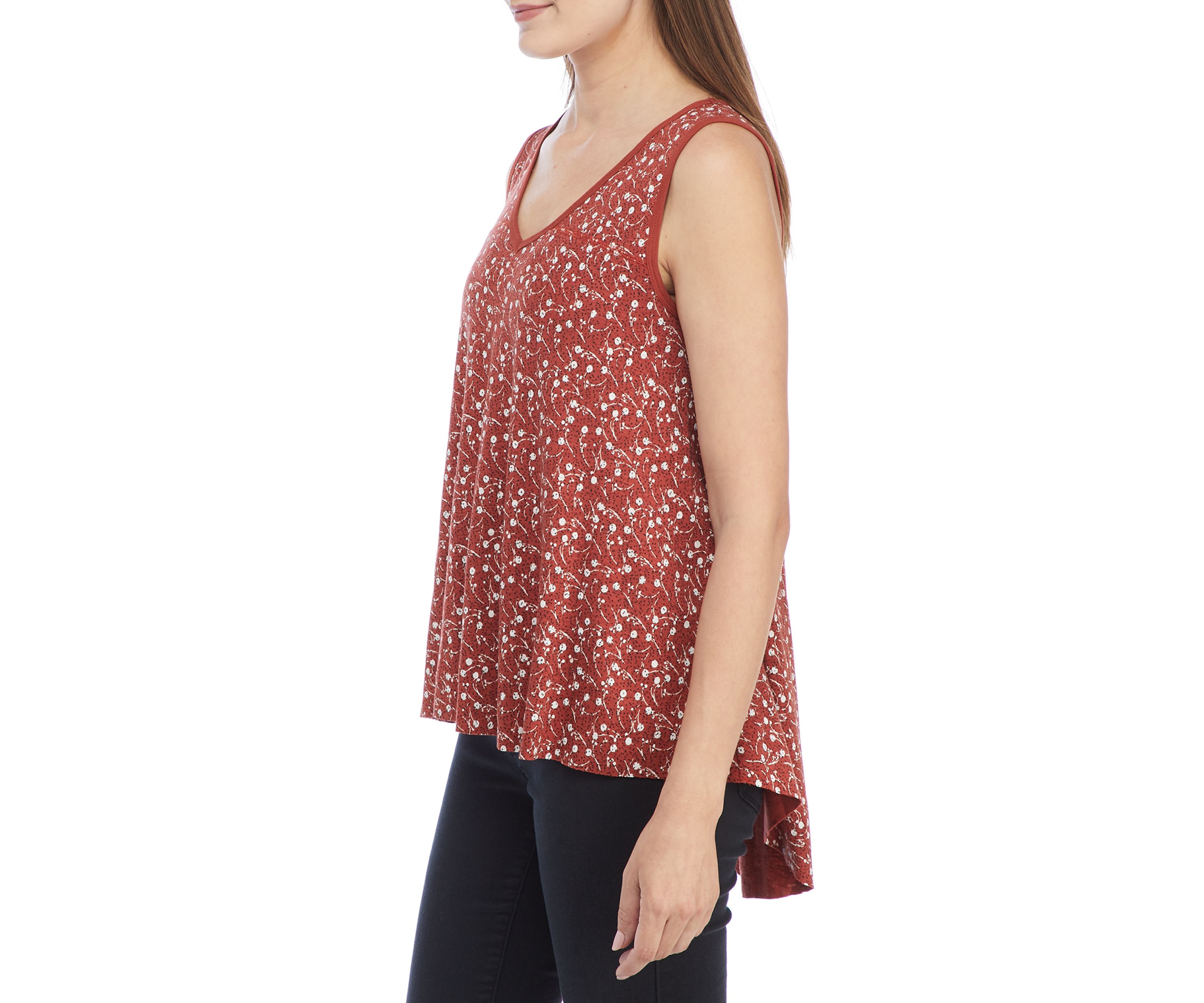 High Low Floral Waffle Tank 