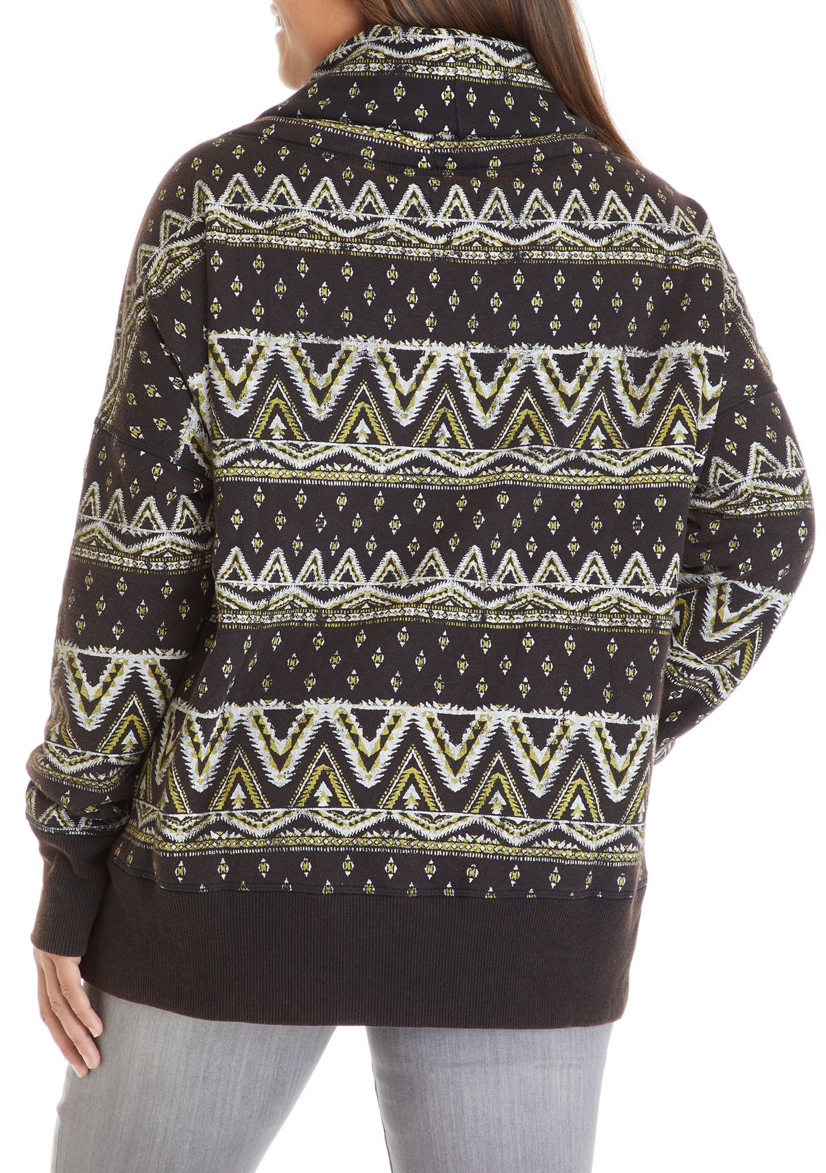 Soft Shop Plus Size Cowl Neck Printed Sweater