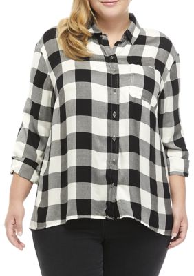 True Craft Plus Size Boyfriend Button Down Shirt 