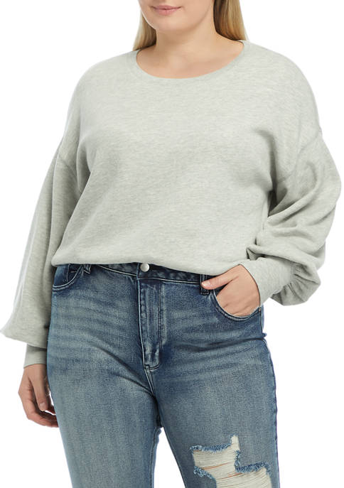 Plus Size Cropped Crew Neck Pullover