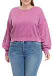 Plus Size Cropped Blouson Sleeve Pullover