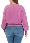 Plus Size Cropped Blouson Sleeve Pullover