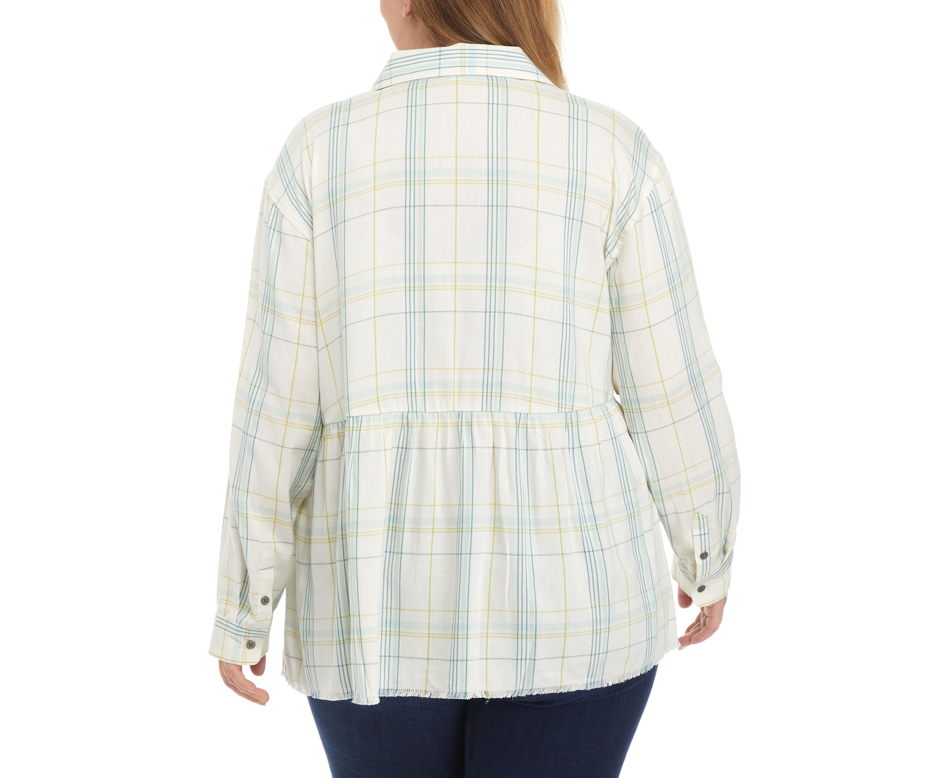 Plus Size Peplum Button Down Blouse