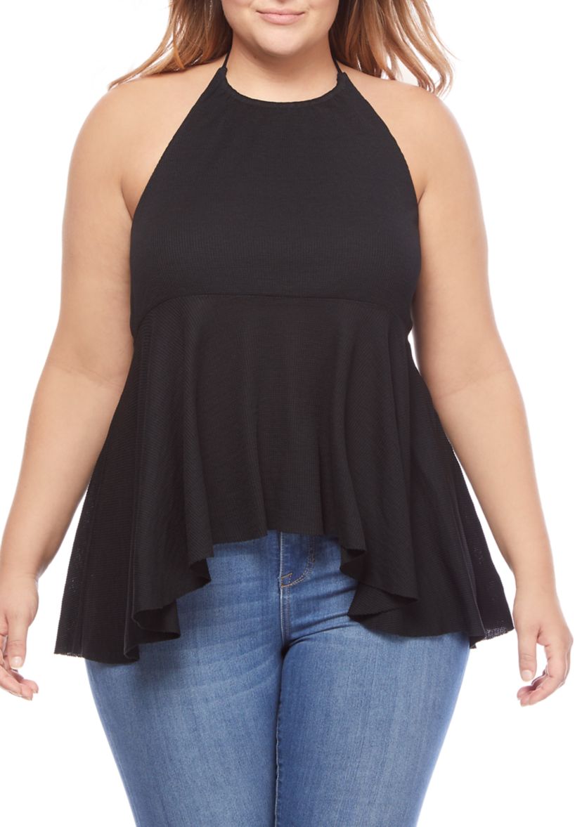 Plus Size Waffle Halter Tank