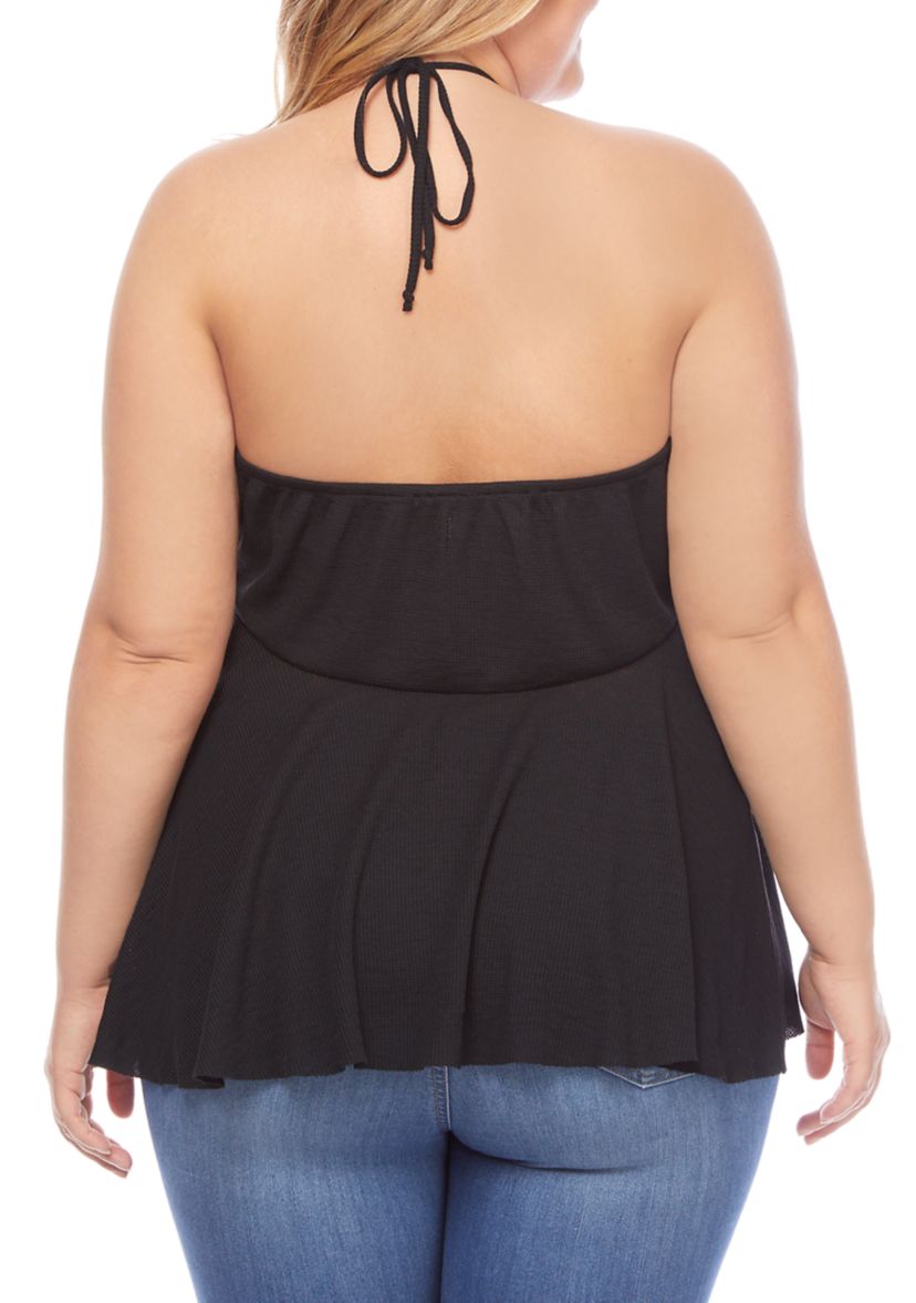 Plus Size Waffle Halter Tank