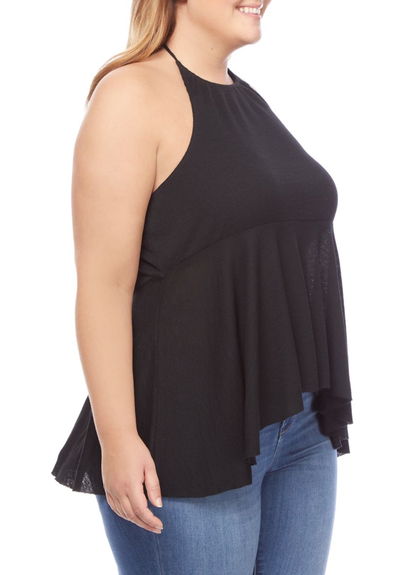 Plus Size Waffle Halter Tank