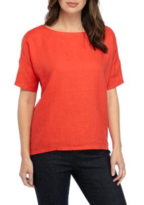 Eileen fisher v neck short sleeve tencelВ® a line dress