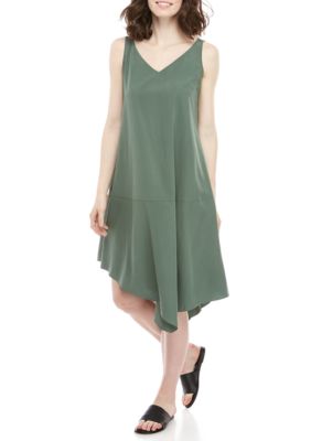 Eileen fisher v neck short sleeve tencelВ® a line dress