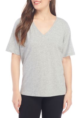 Eileen Fisher Short Sleeve Side Slit V Neck Tee | belk