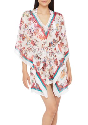 Lauren Ralph Lauren Jacobean Floral Belted V-Neck Swim Cover Up | belk