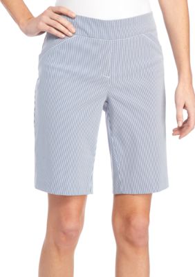 Kim Rogers Petite Striped Bermuda Shorts | Belk