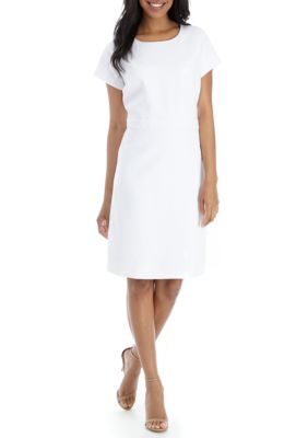 Kim Rogers Women S Short Sleeve White Suiting Dress Belk