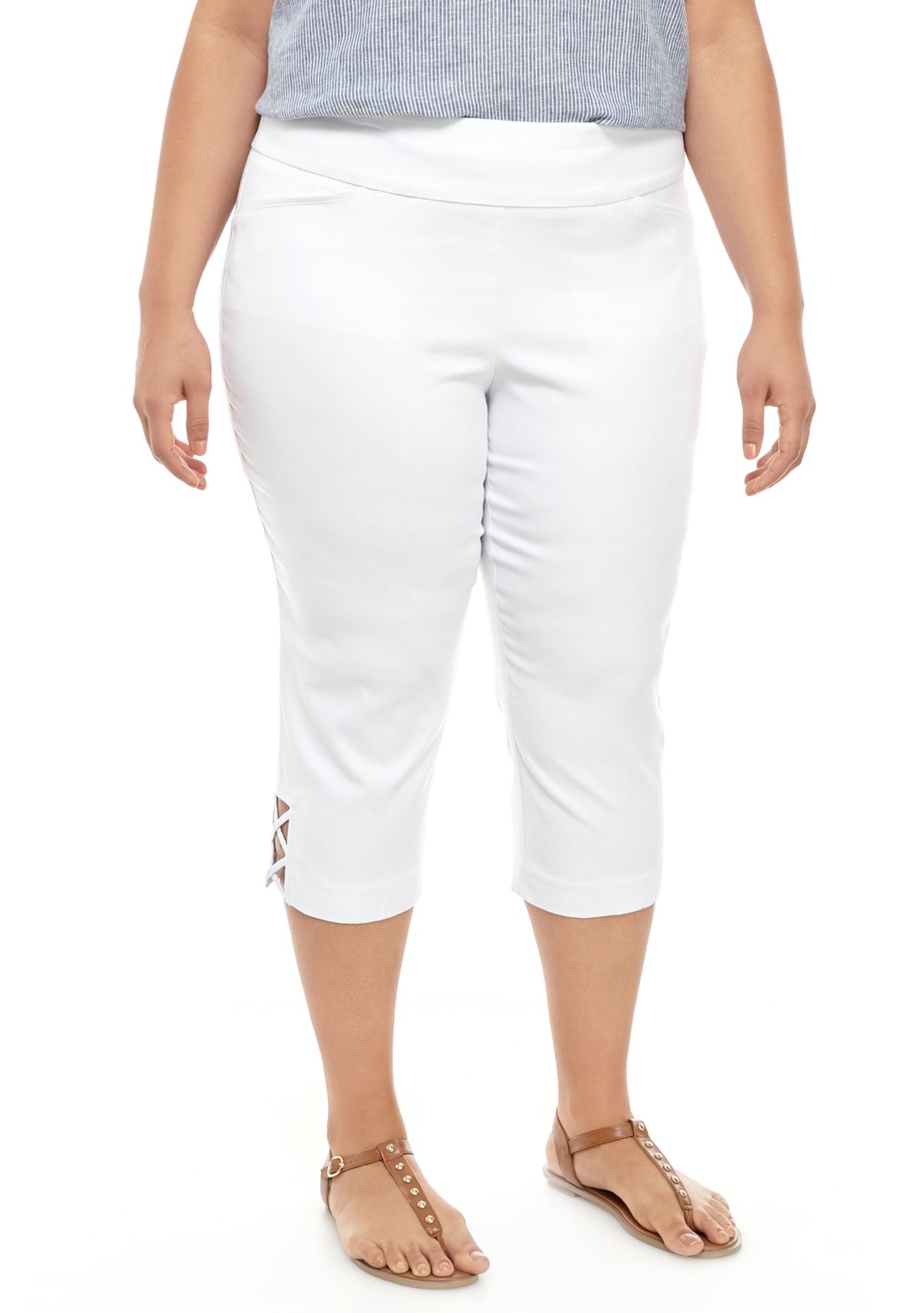 Plus Size Luxe Capri Pants with Crisscross Hem 