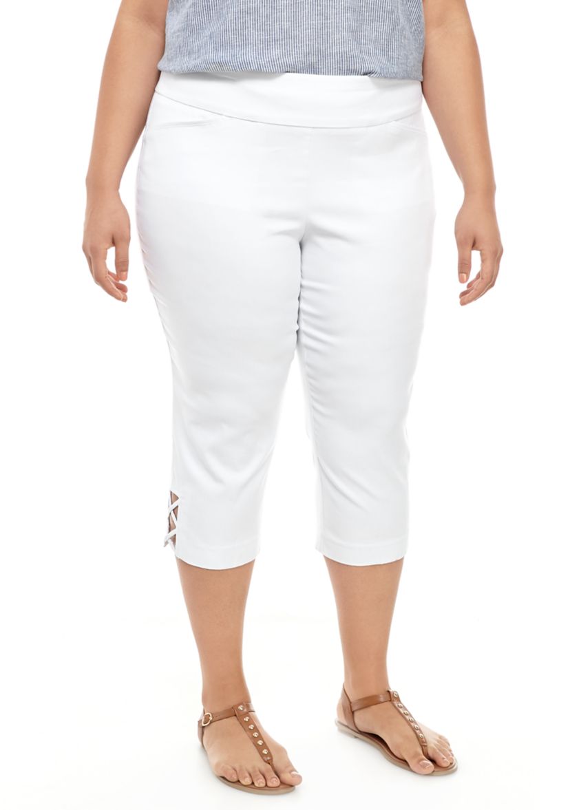 Plus Size Luxe Capri Pants with Crisscross Hem 
