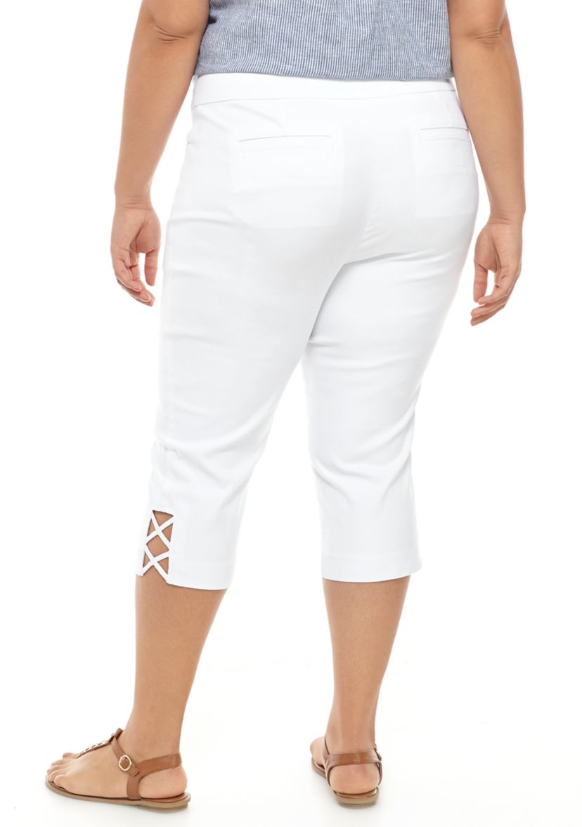 Plus Size Luxe Capri Pants with Crisscross Hem 