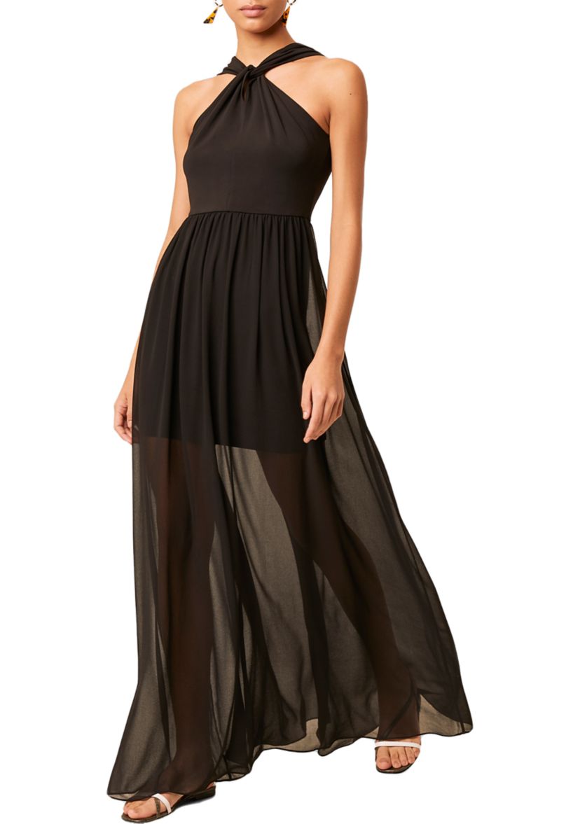 Sleeveless Twisted Halter Neck Maxi Dress
