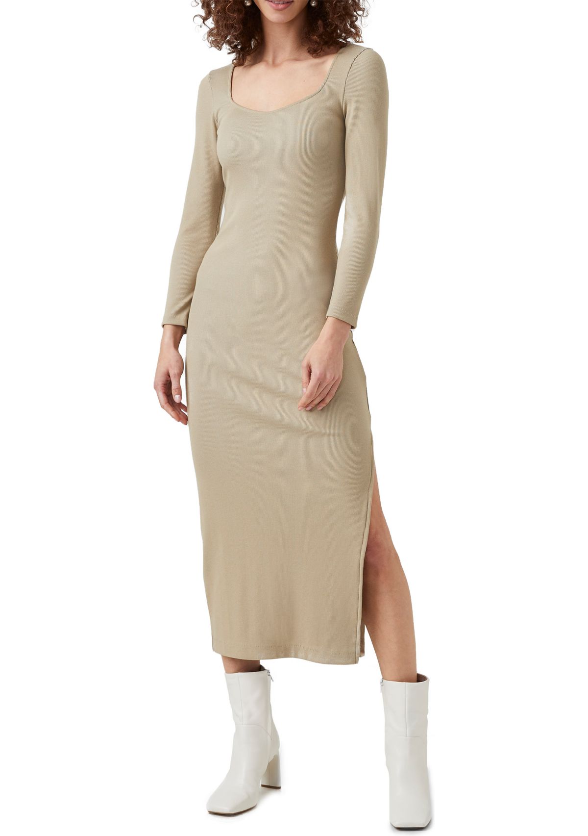 Long Sleeve Scoop Neck Recycled Jersey Dress