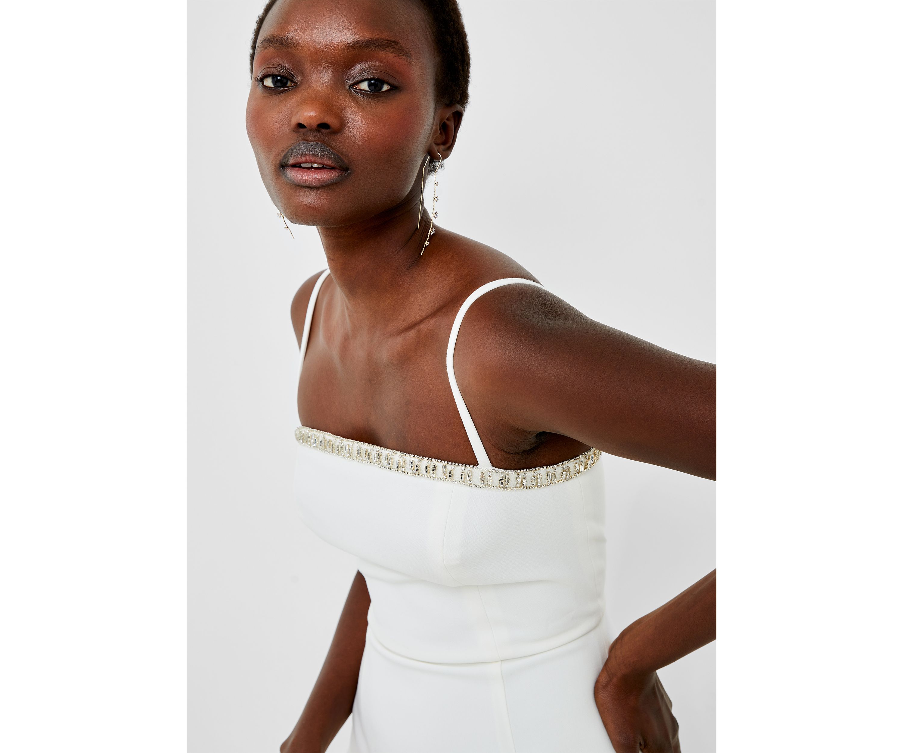 Embellished Neck Strappy Dress