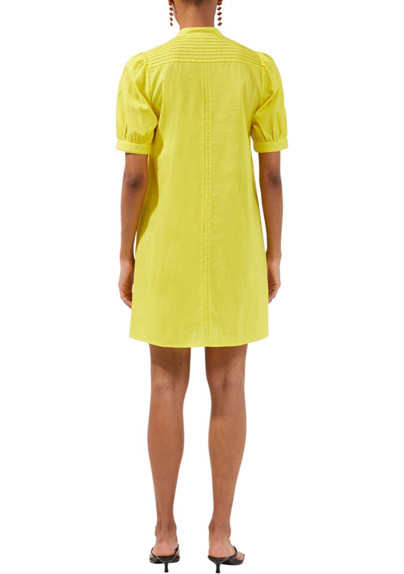 Puff Sleeve Embroidered Neck Dress