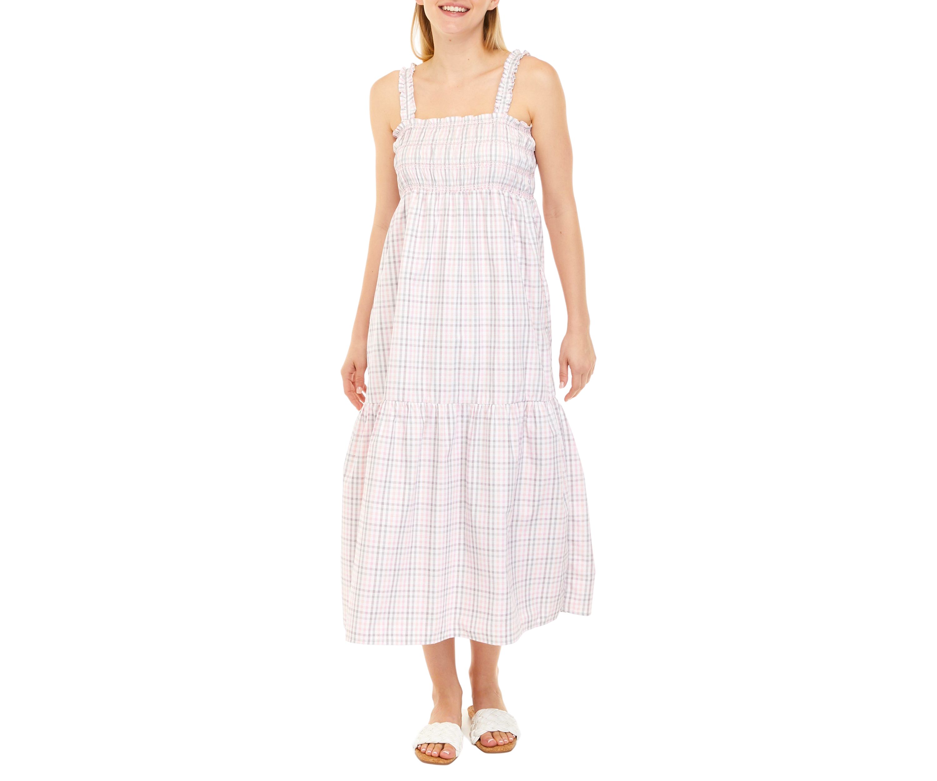 Sleeveless Checkered Midi Dress