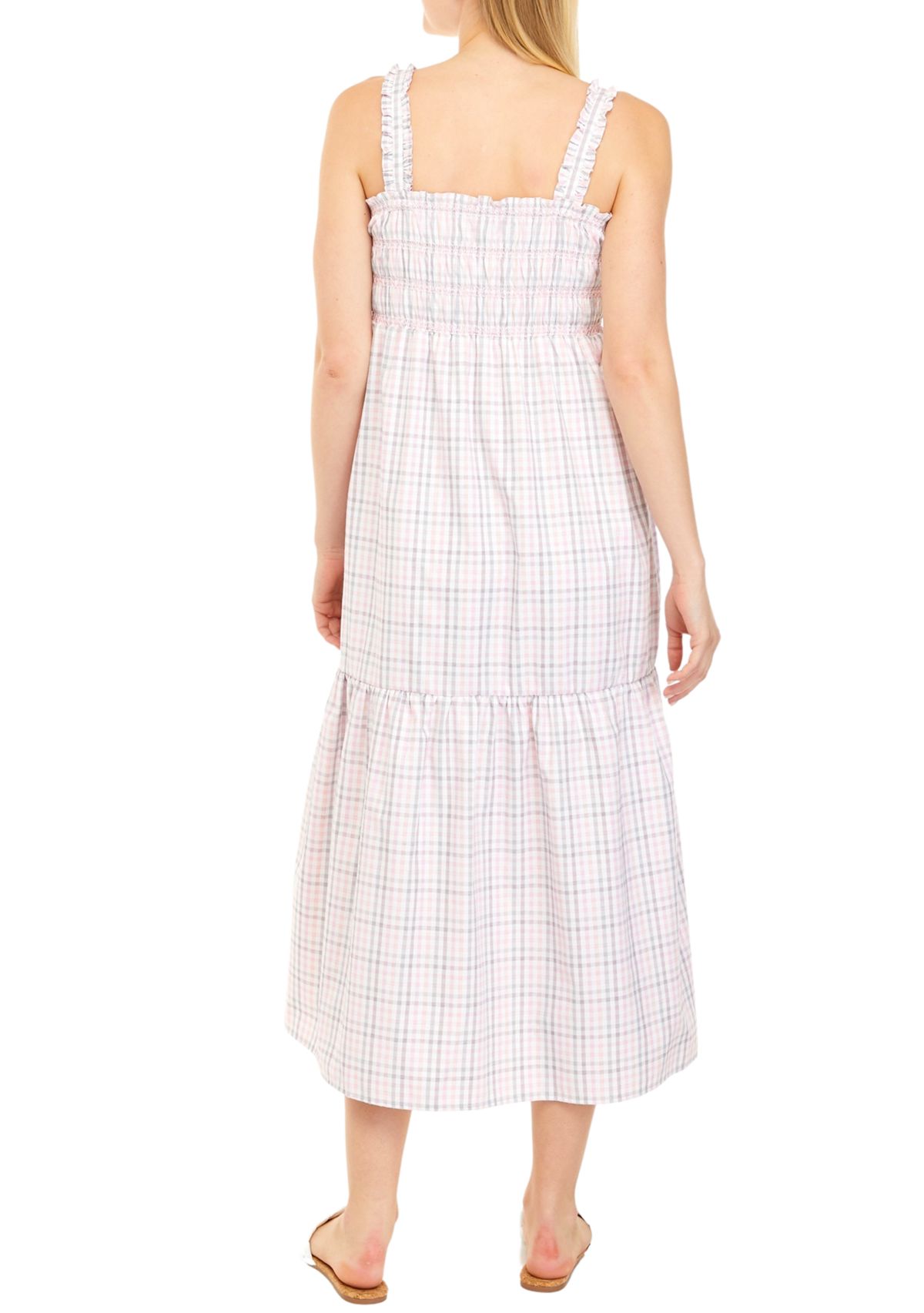 Sleeveless Checkered Midi Dress
