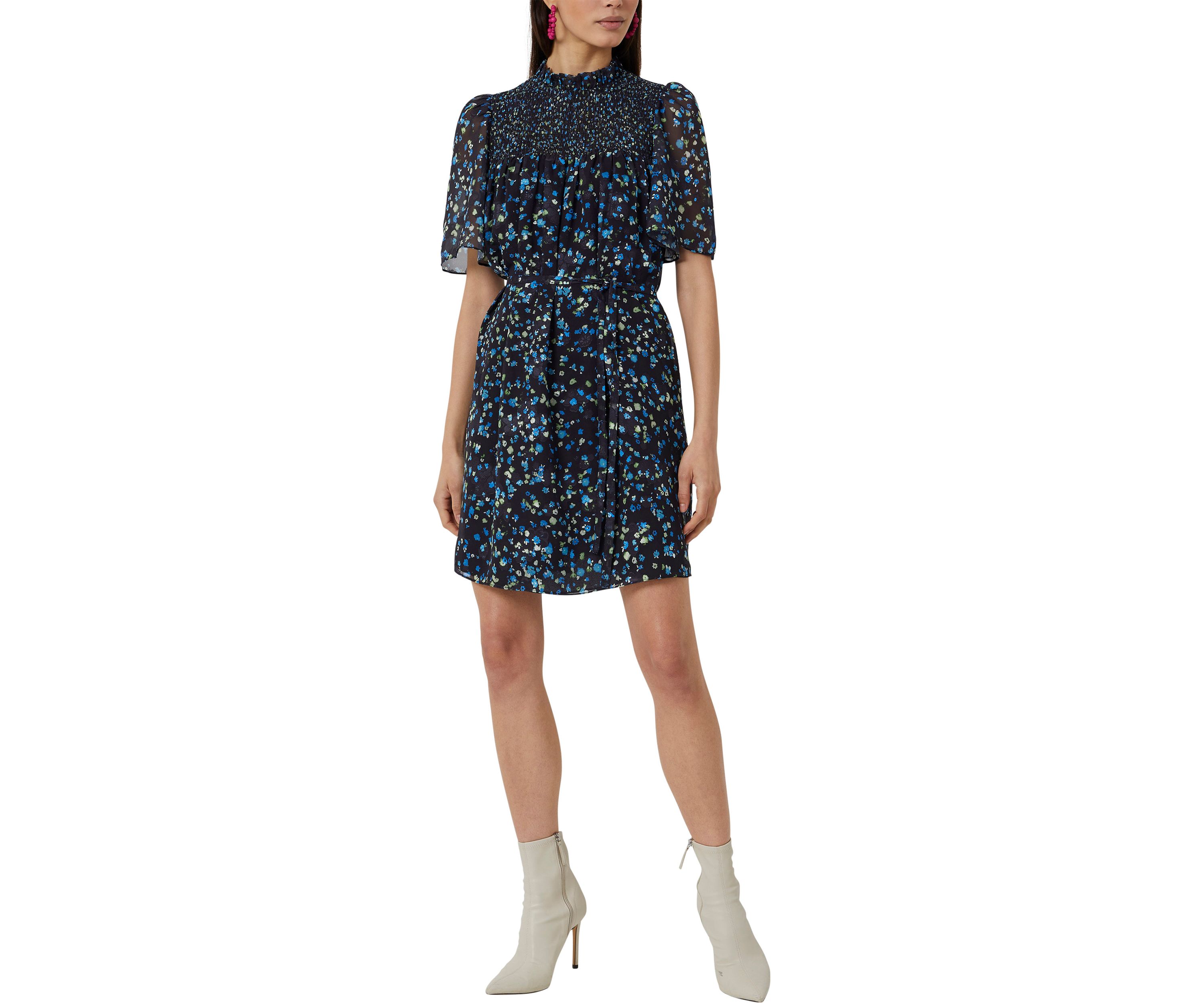 Flutter Sleeve Burnout Smocked Dress