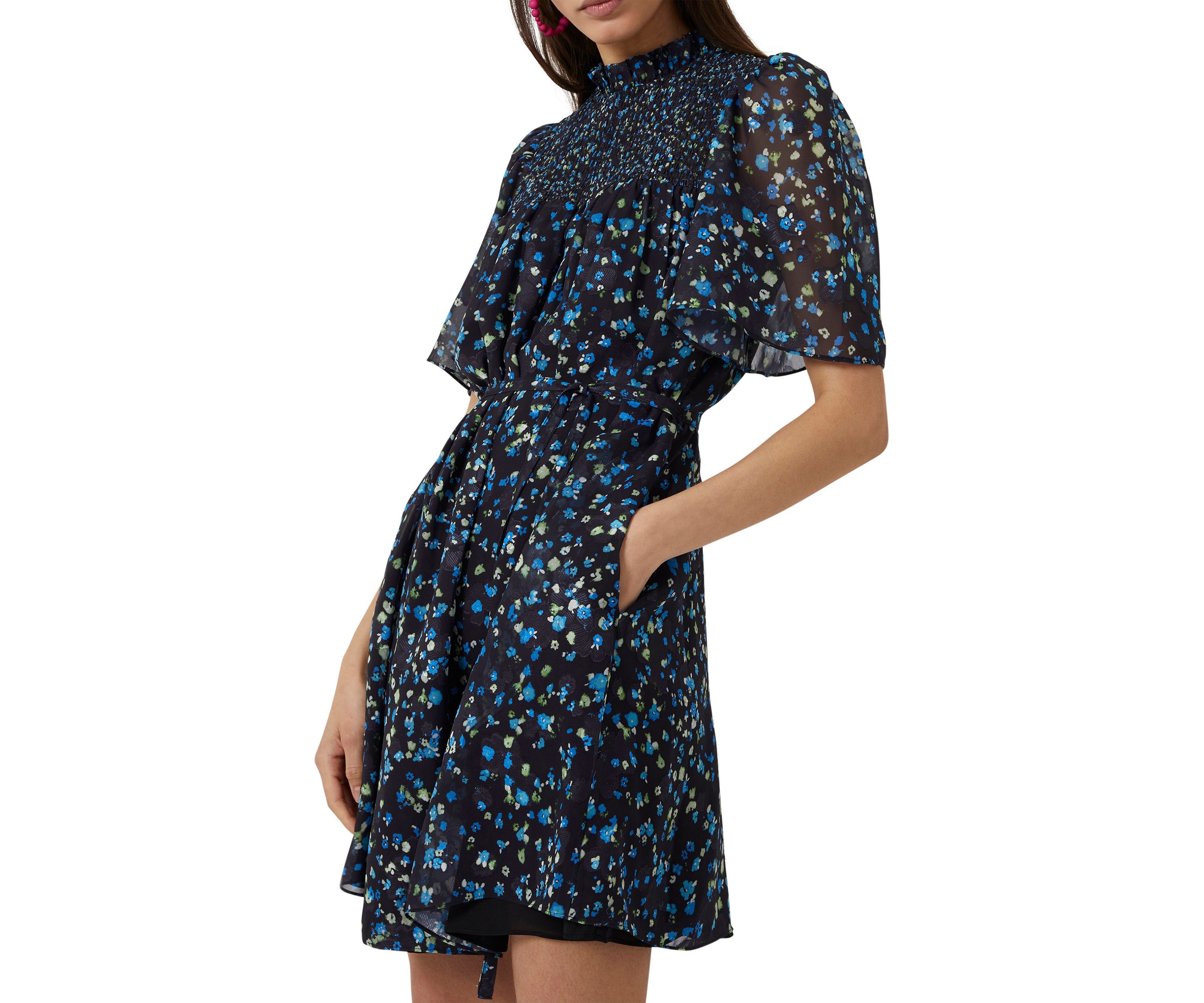 Flutter Sleeve Burnout Smocked Dress