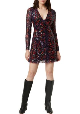 Long Sleeve Inari Embellished Sequin Dress