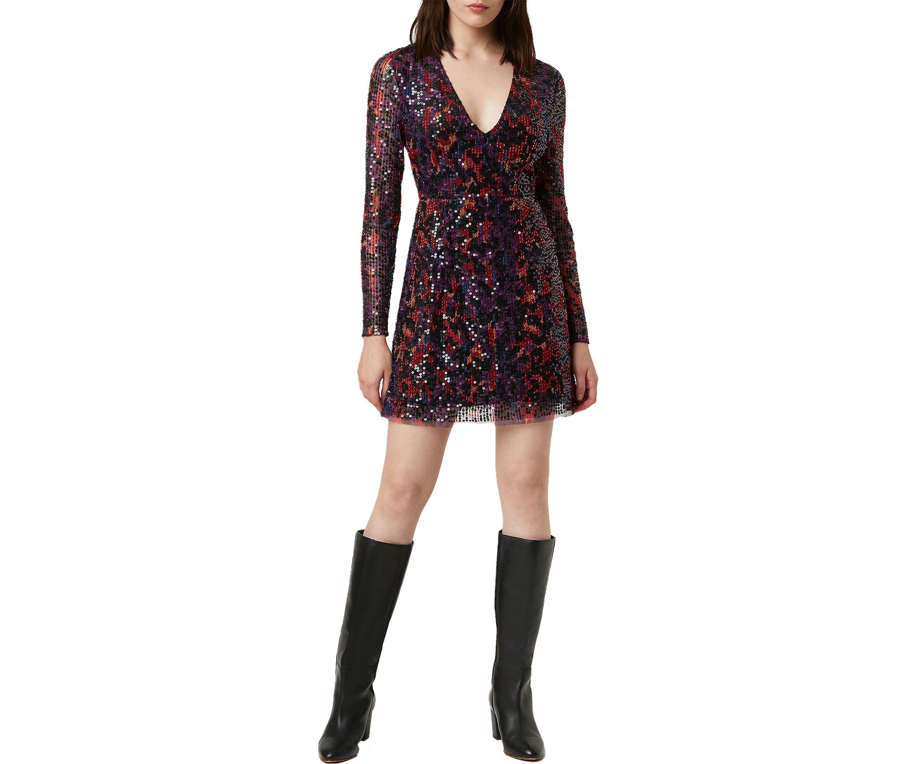Long Sleeve Inari Embellished Sequin Dress