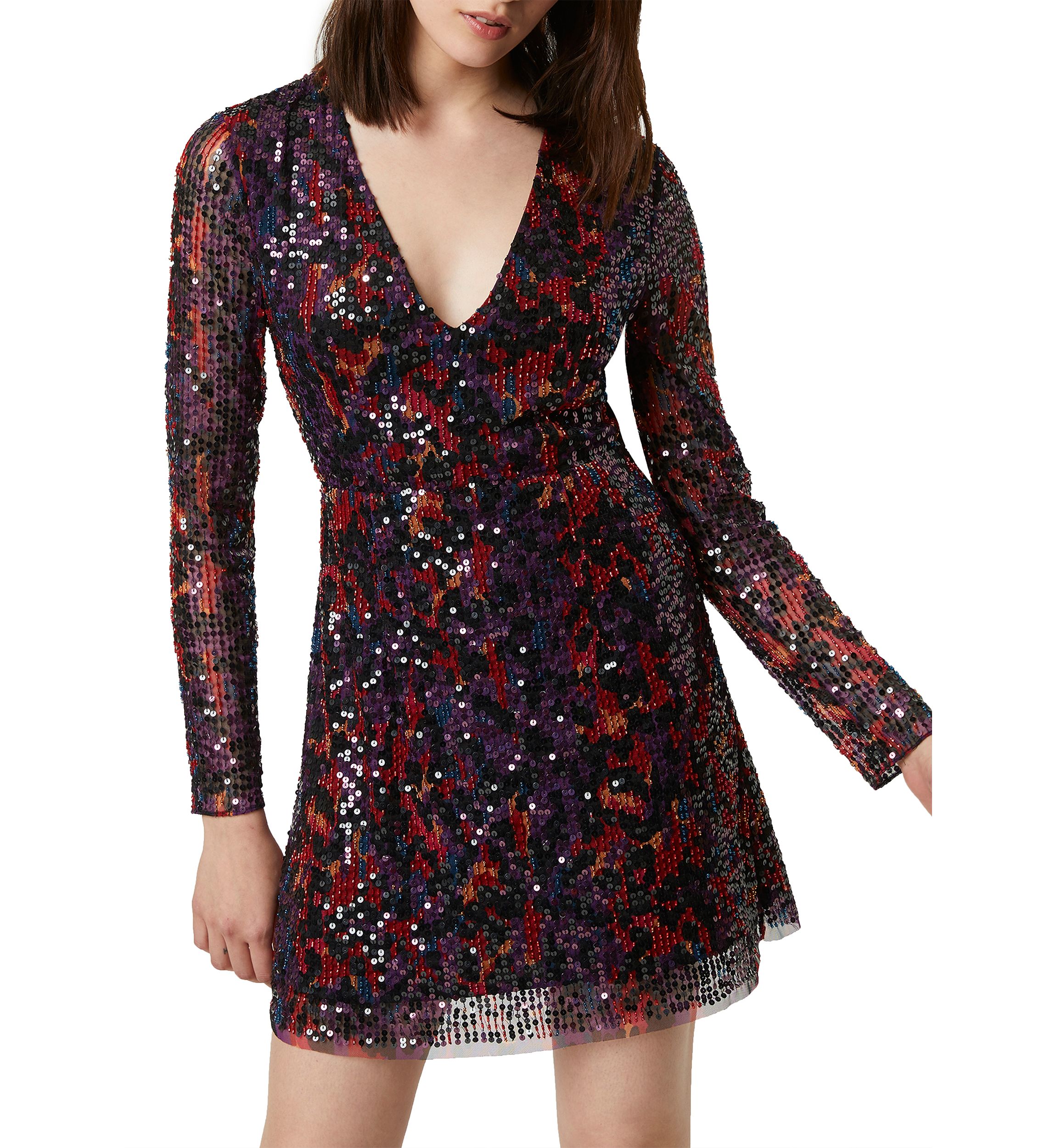 Long Sleeve Inari Embellished Sequin Dress