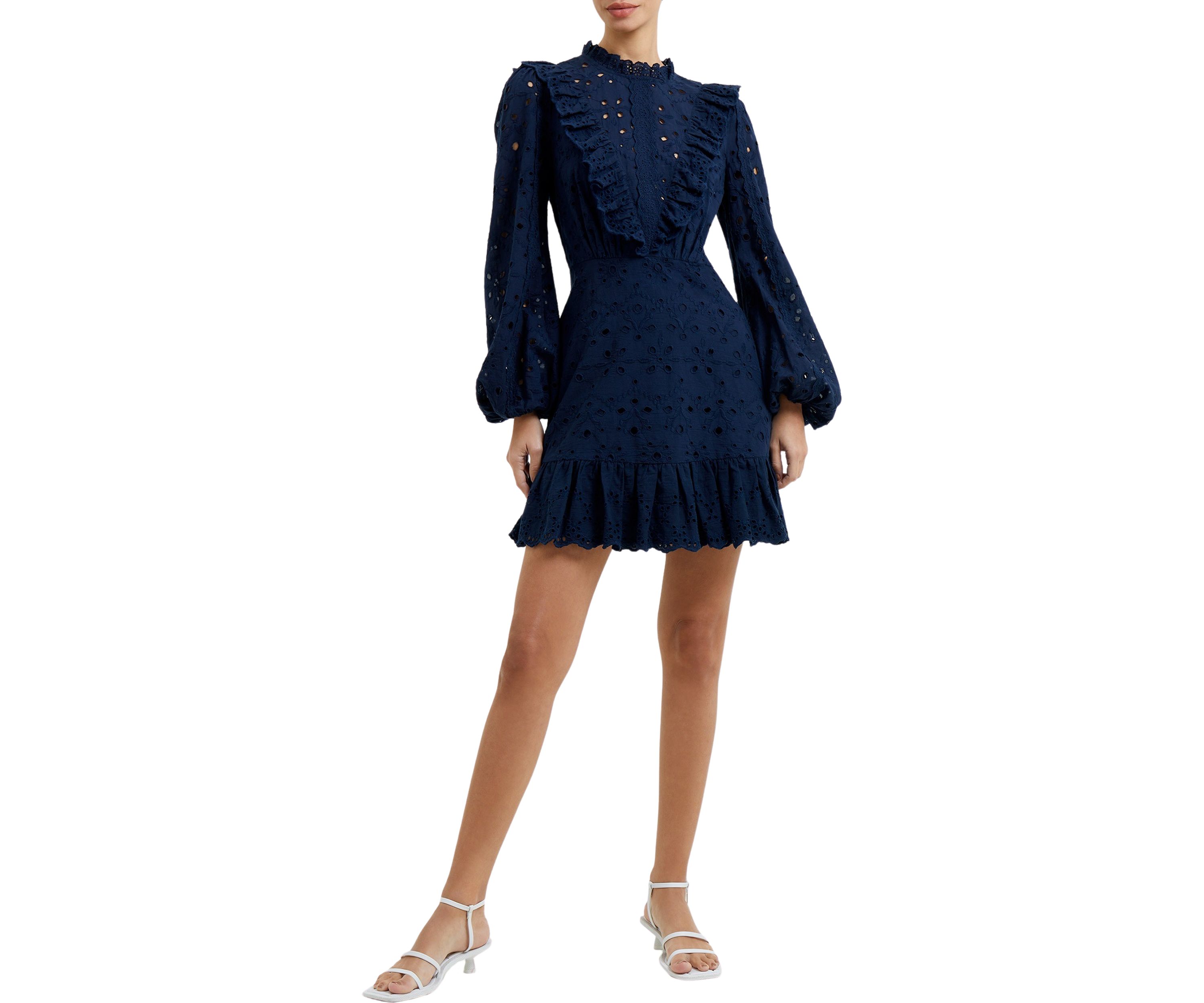 Long Sleeve Anglaise Mini Dress
