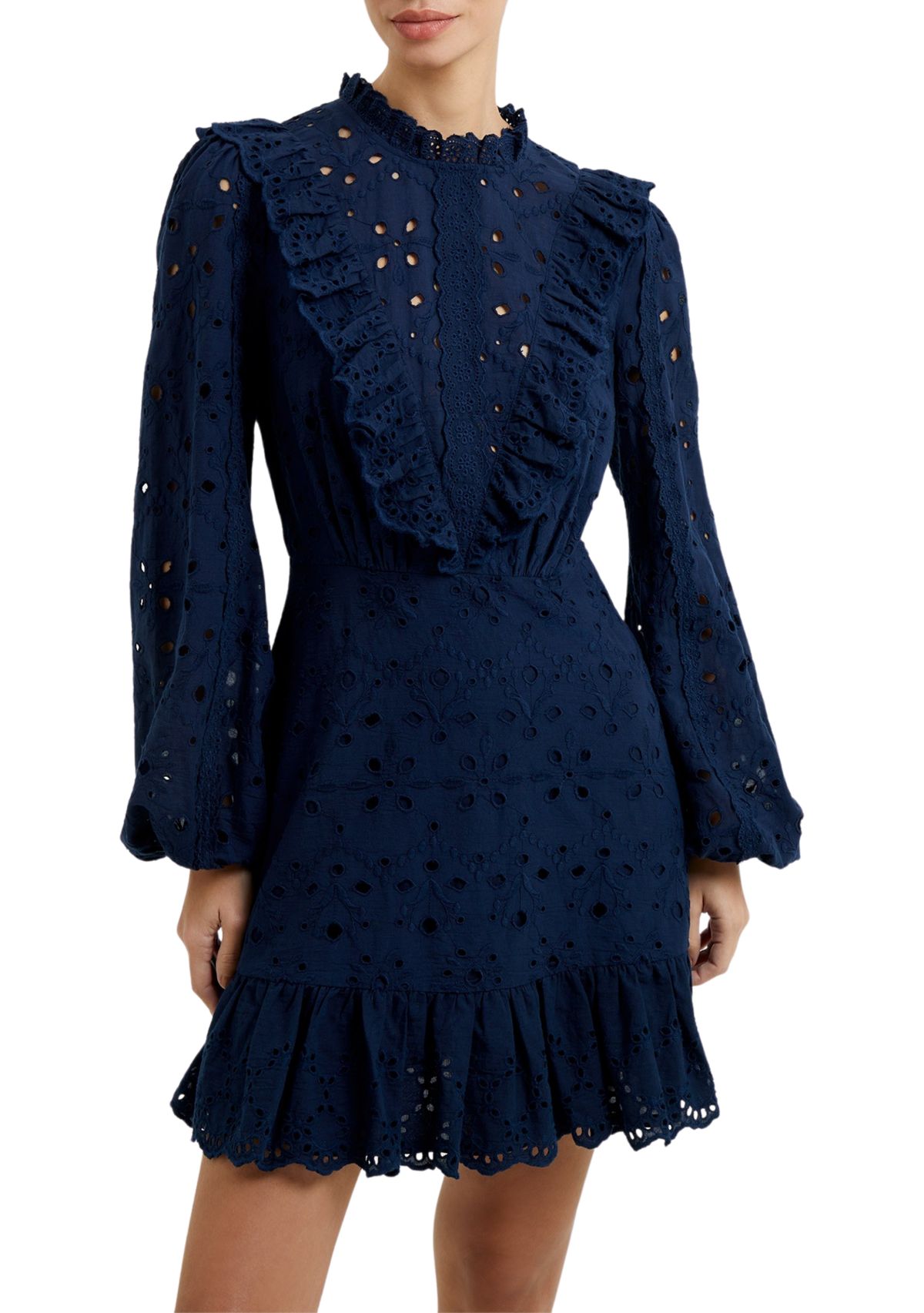 Long Sleeve Anglaise Mini Dress