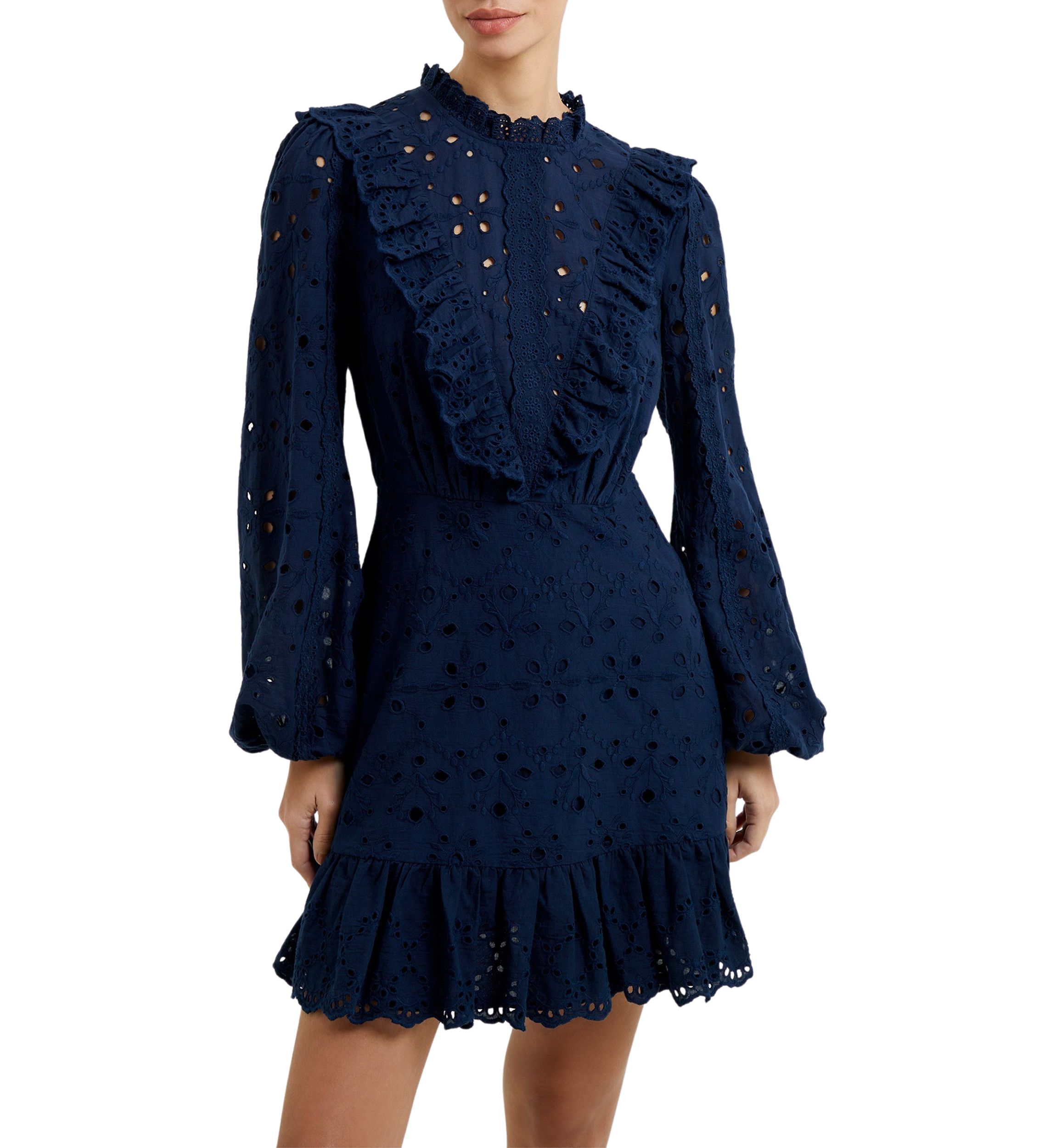 Long Sleeve Anglaise Mini Dress