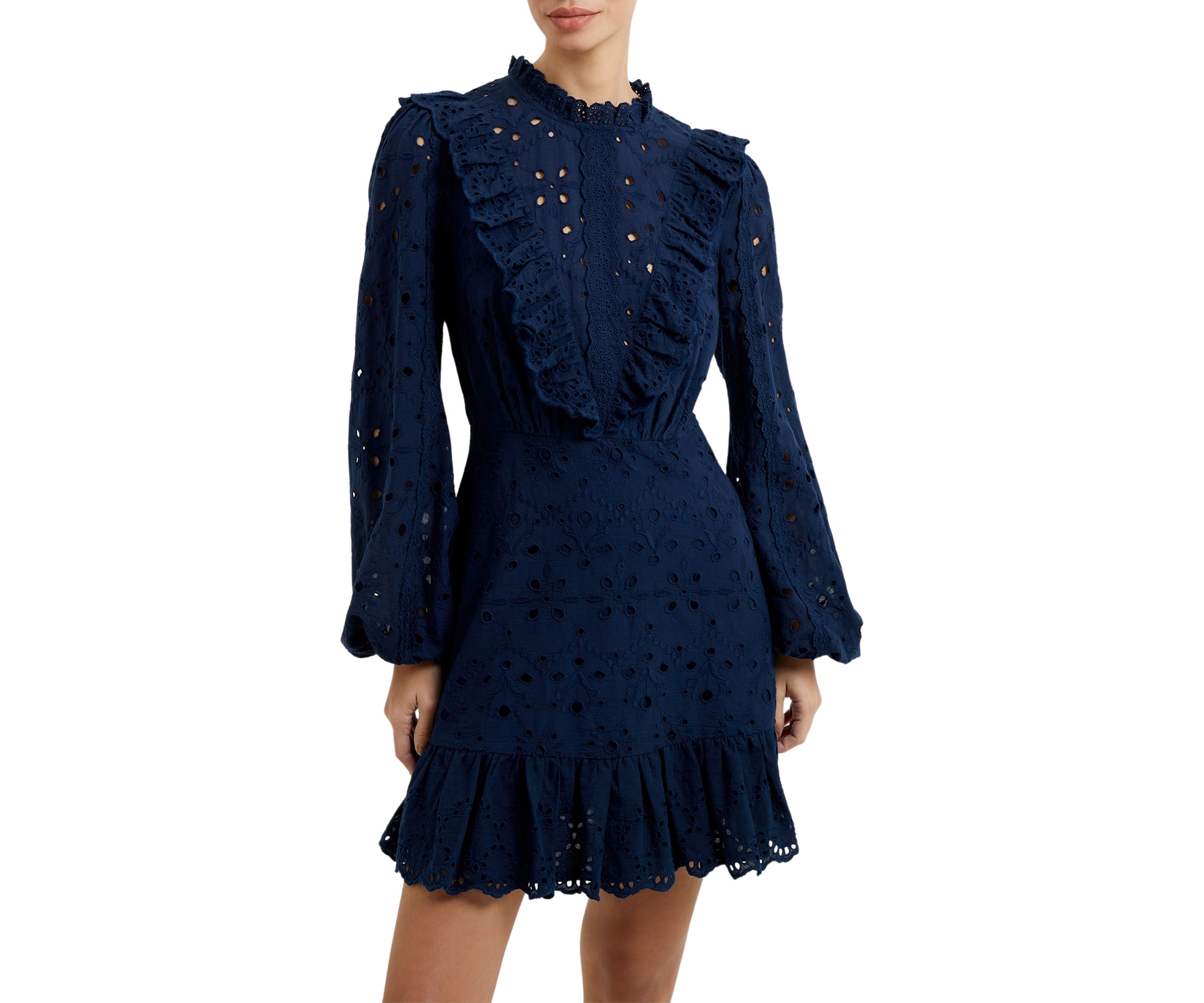 Long Sleeve Anglaise Mini Dress