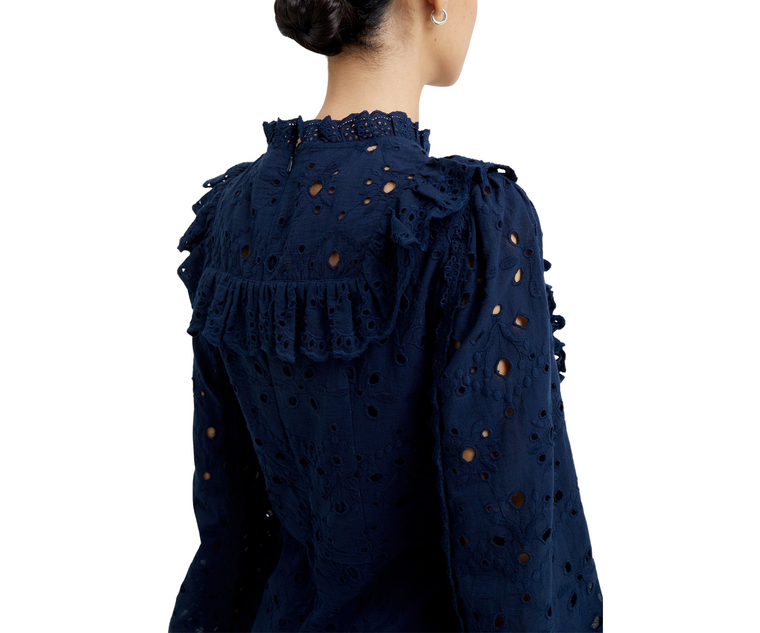 Long Sleeve Anglaise Mini Dress