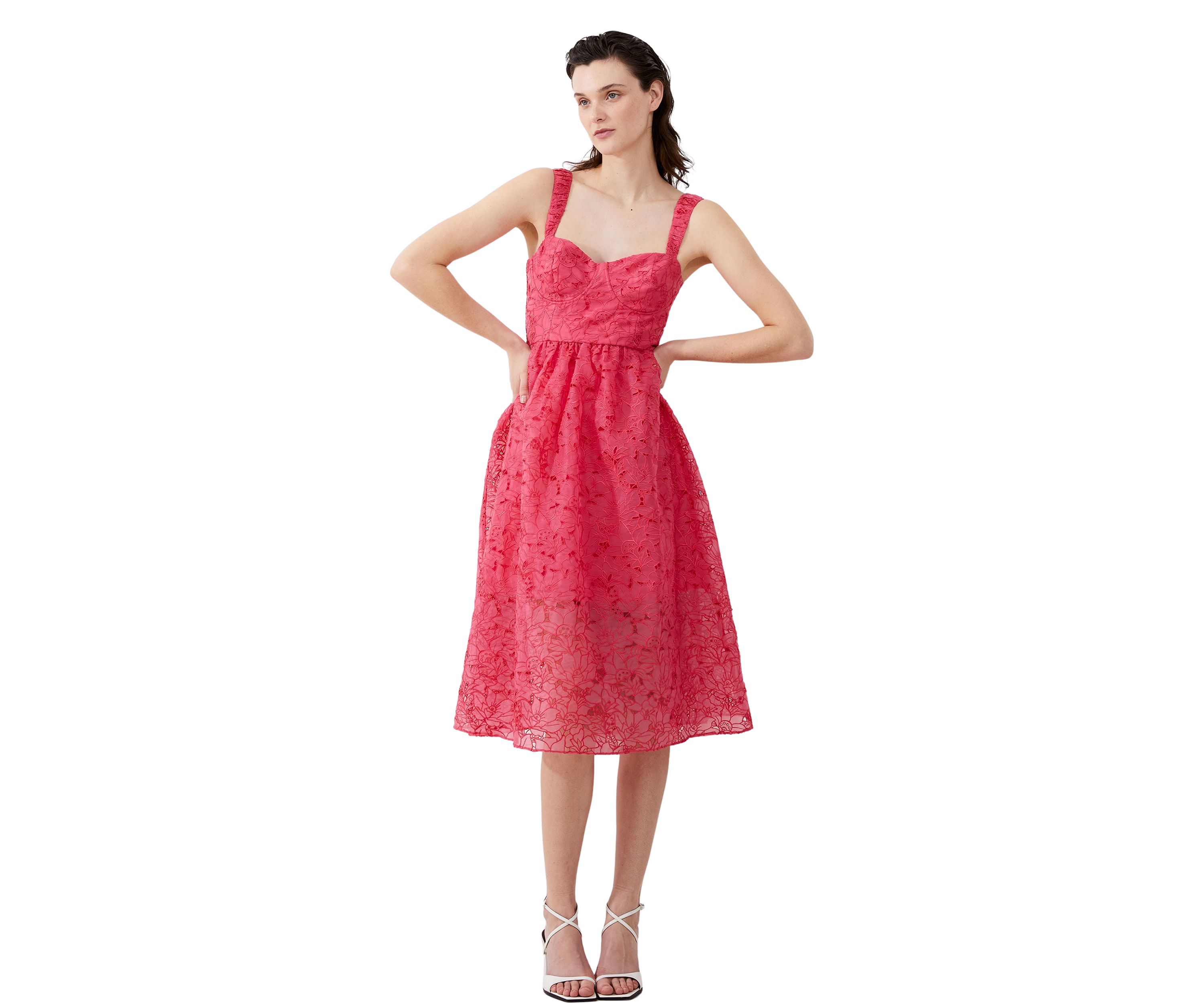 Embroidered Lace Strappy Dress