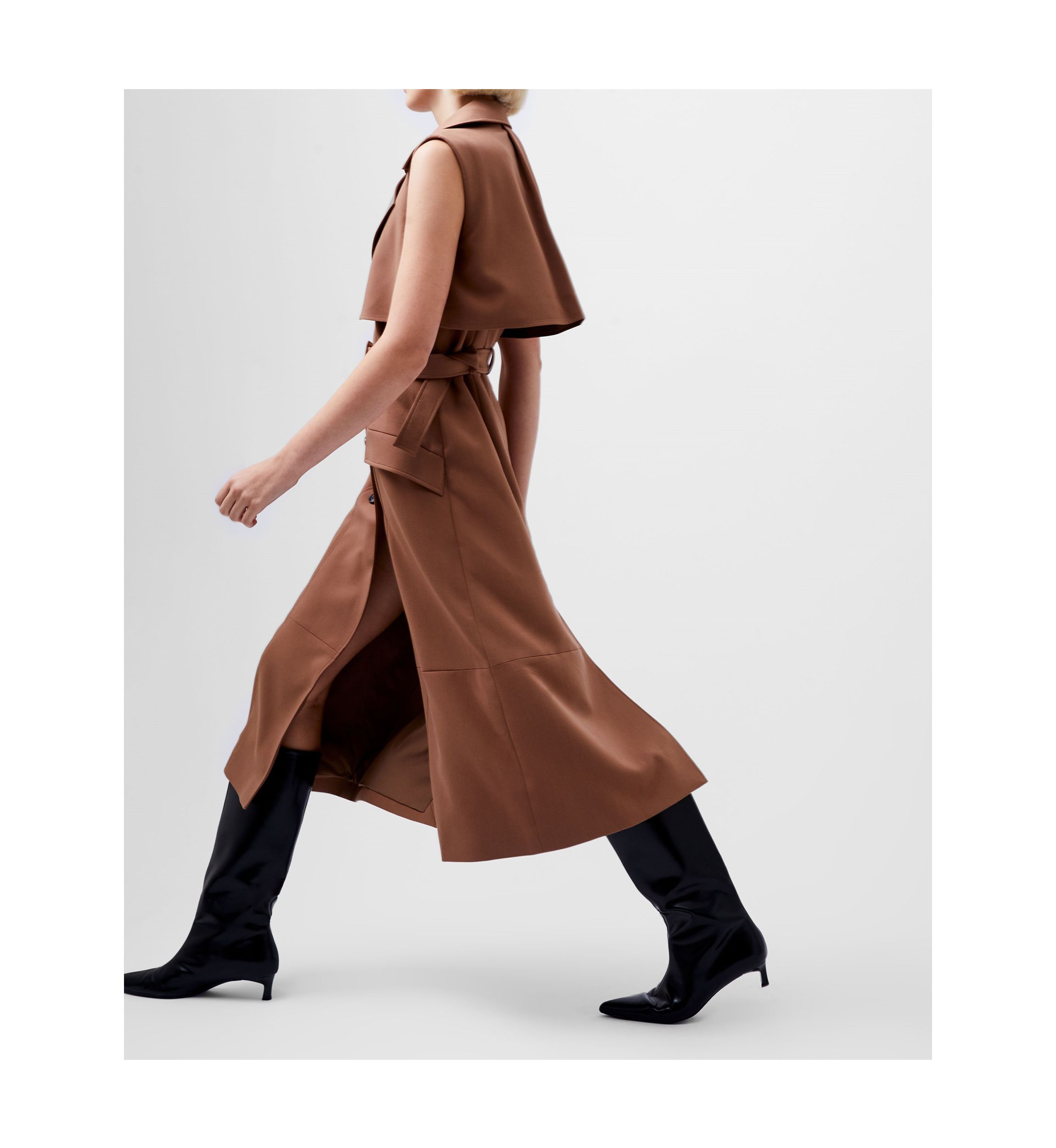 Azra Twill Sleeveless Trench Coat