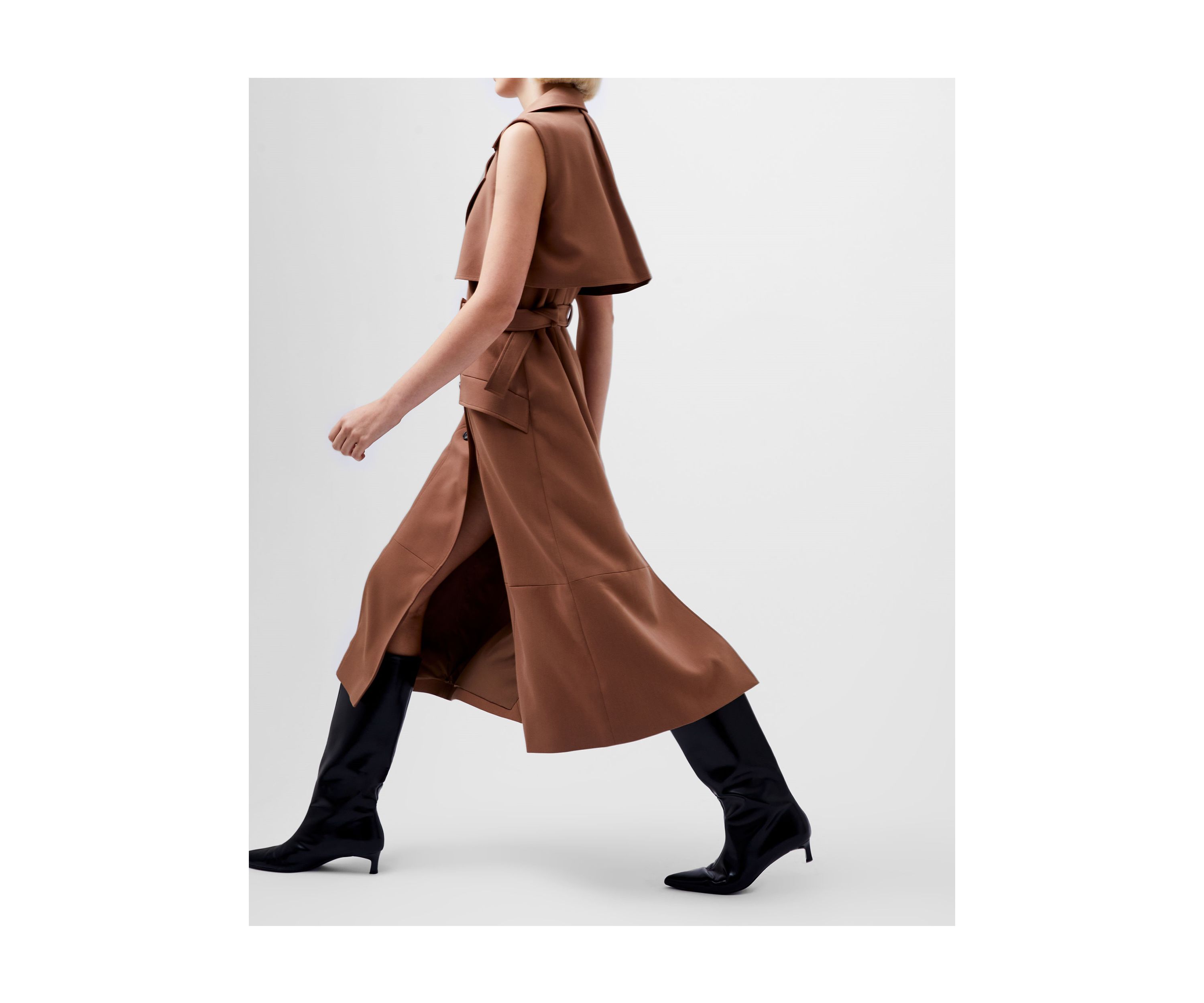 Azra Twill Sleeveless Trench Coat