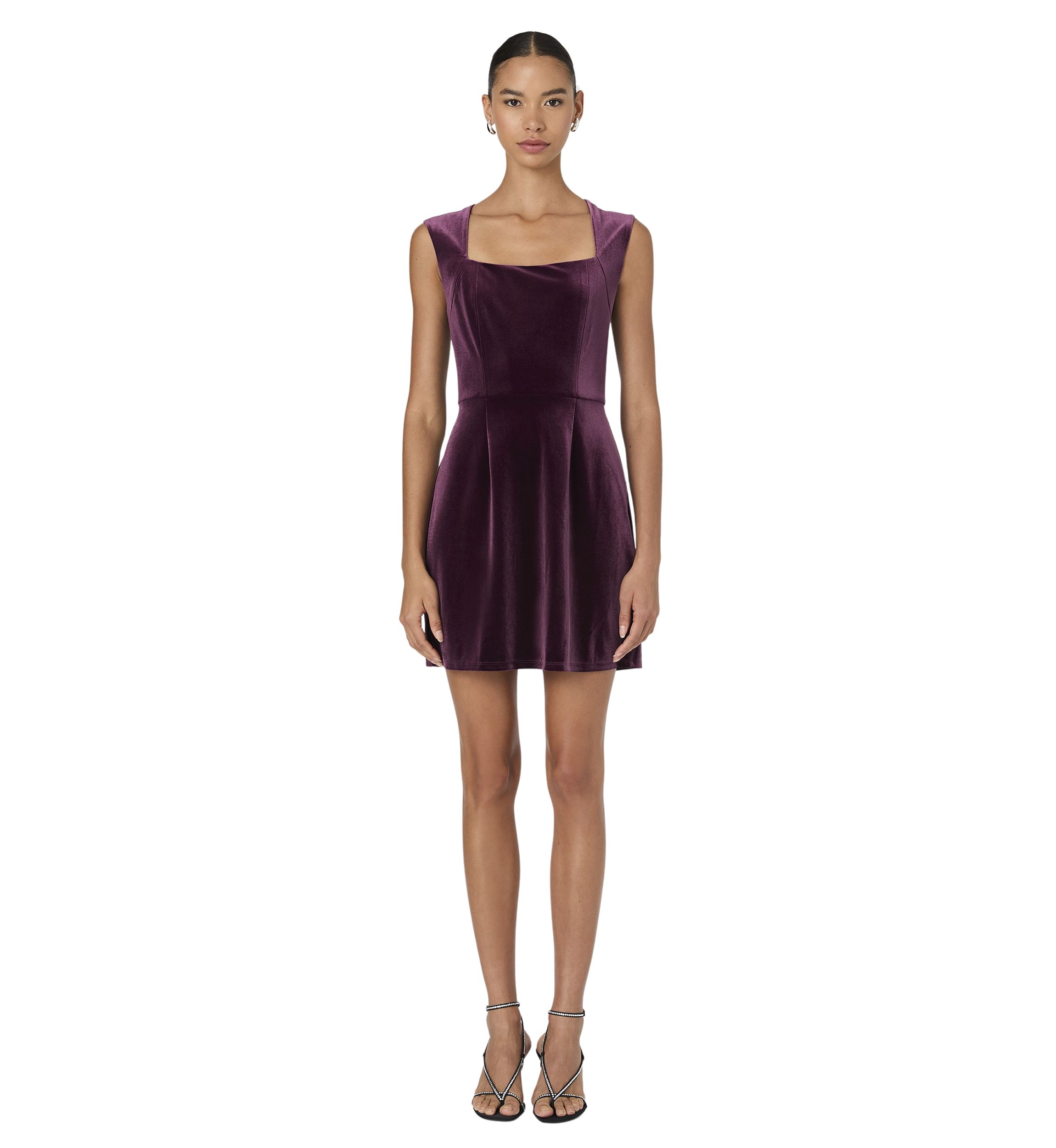 Stretch Velvet Square Neck Dress