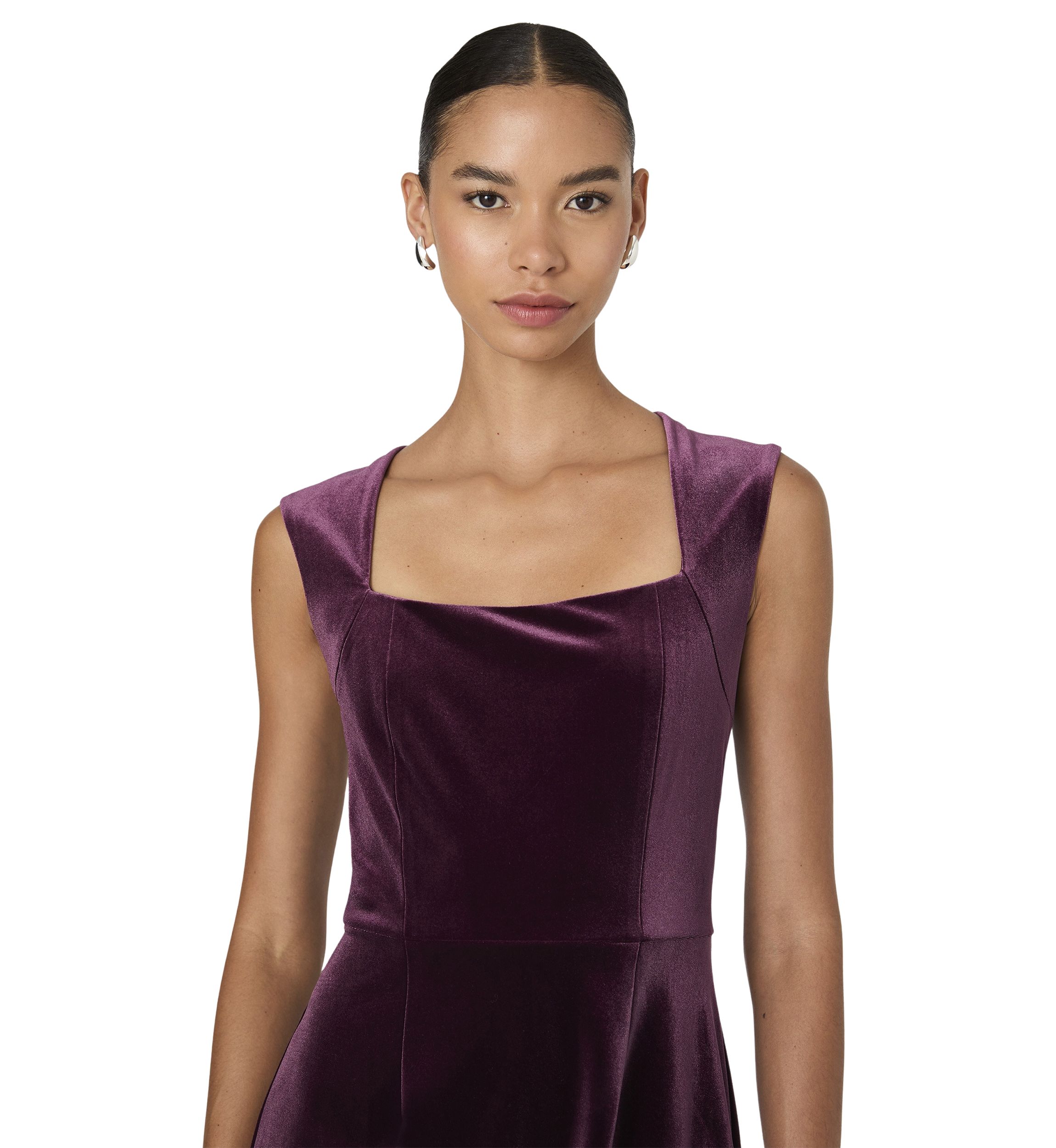 Stretch Velvet Square Neck Dress
