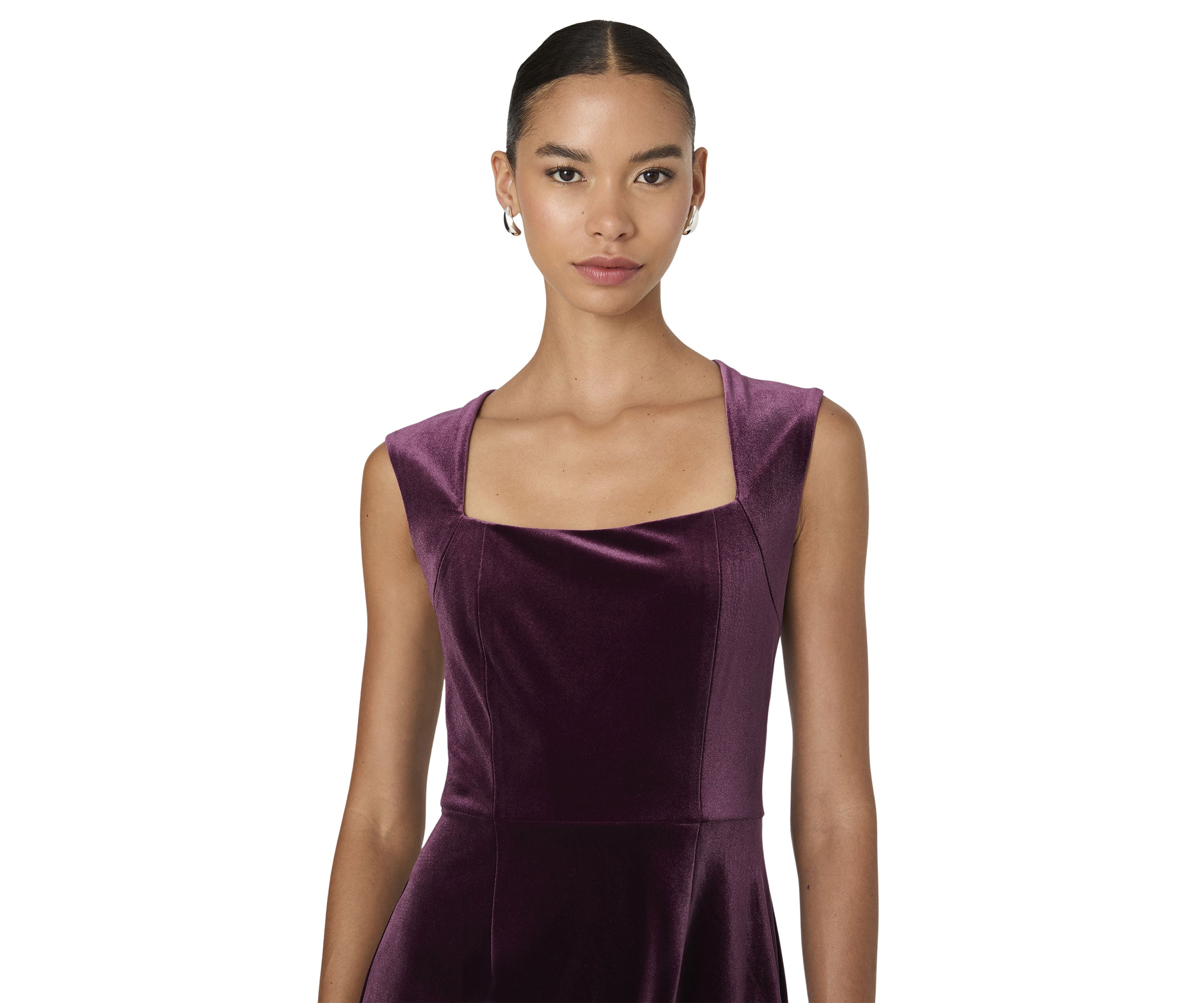 Stretch Velvet Square Neck Dress
