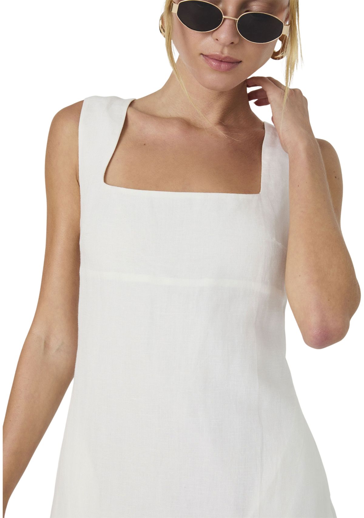 Birdie Linen Square Neck Dress