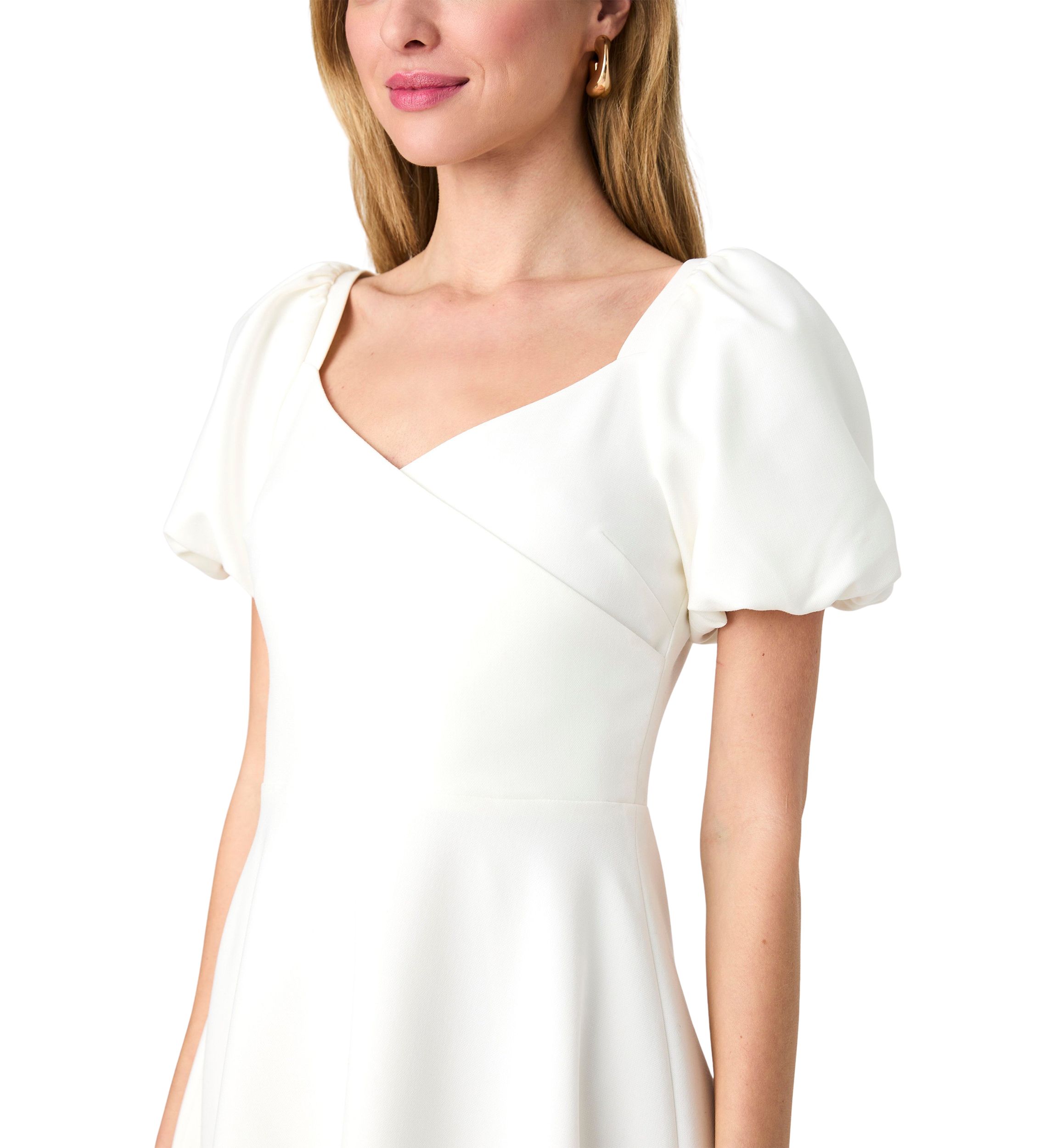 Whisper Puff Sleeve Overlap Dress