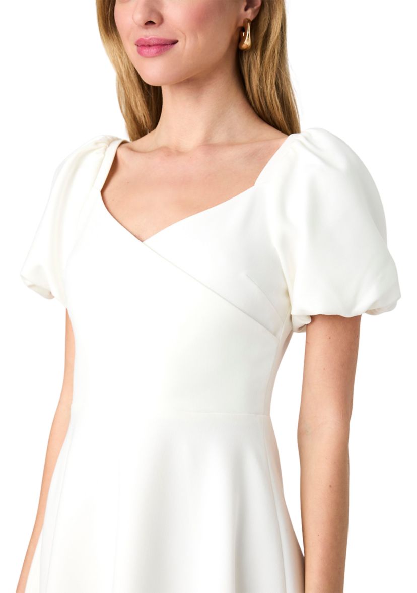 Whisper Puff Sleeve Overlap Dress