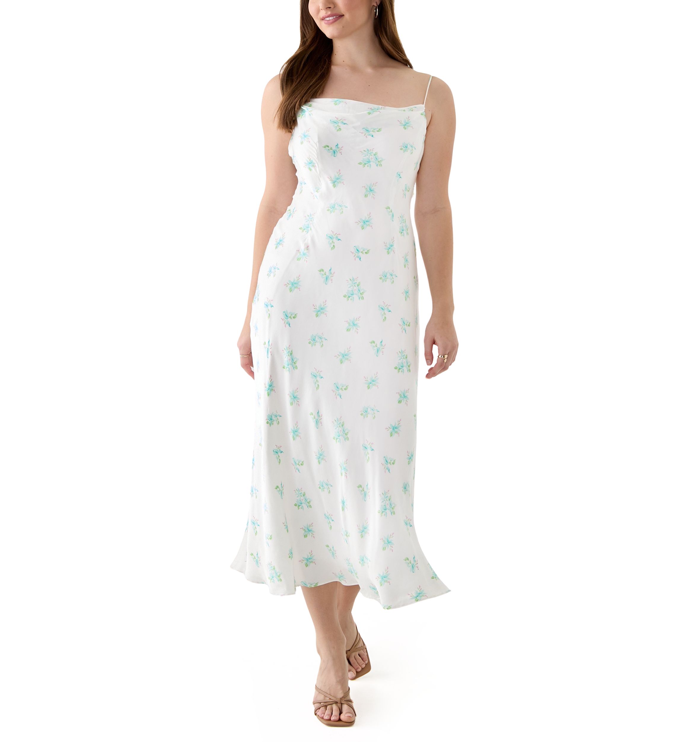 Anna Fleur Satin Midi Dress